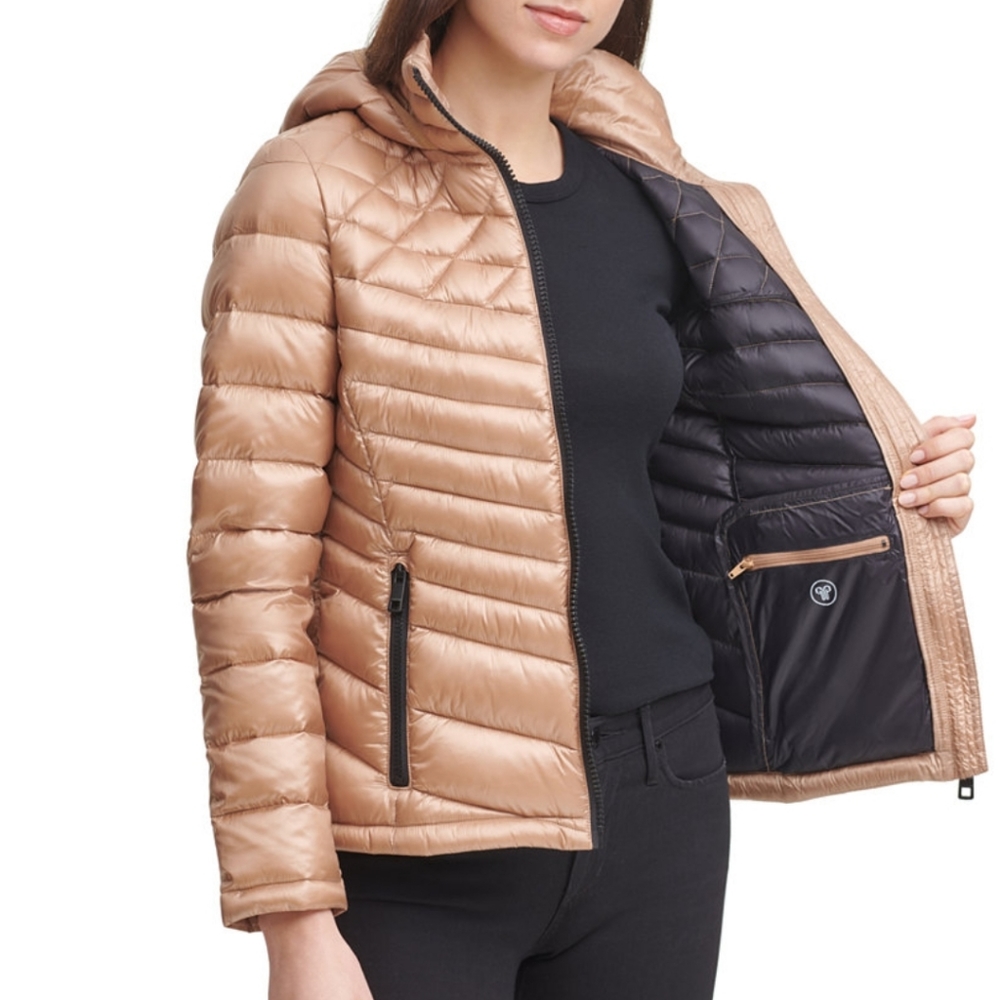 Calvin Klein Shine Hooded Packable Puffer Coat - Size:S/CH/P